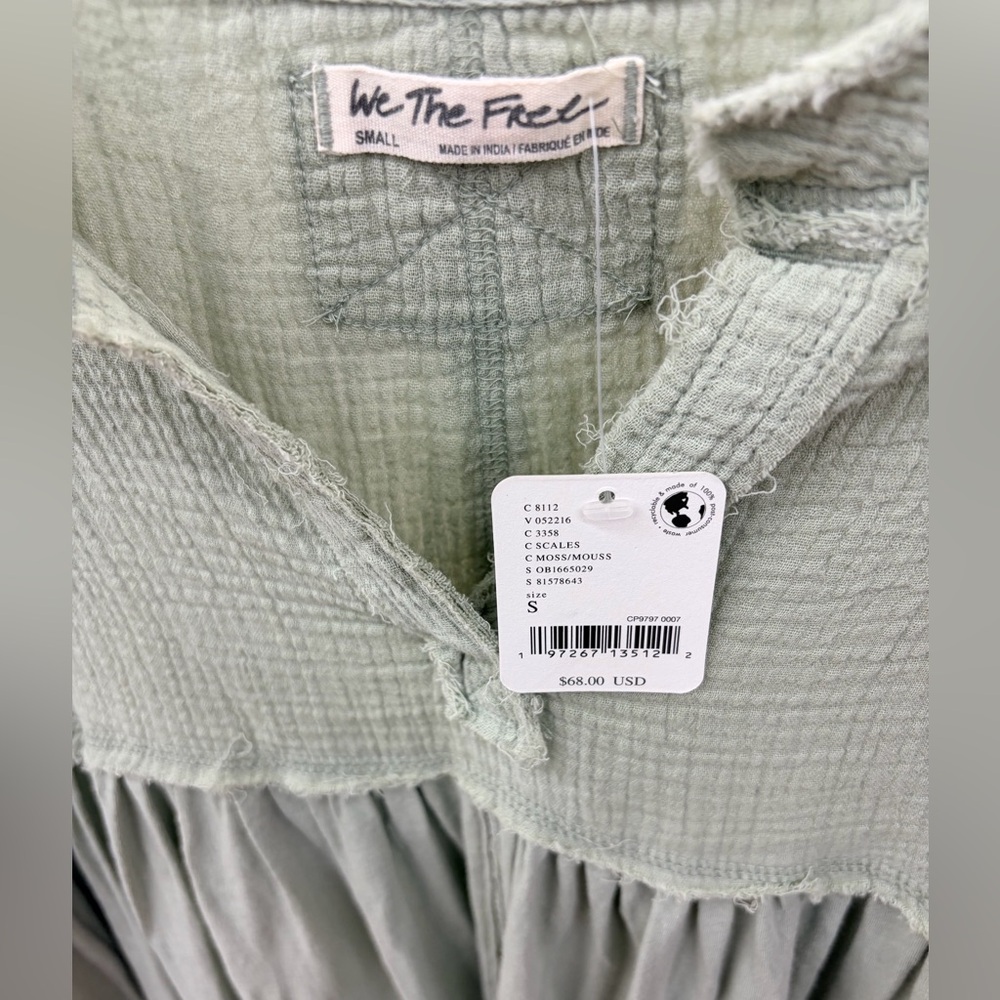 Free People Sage Sugar Rush Babydoll top Small NWT - Picture 3 of 6